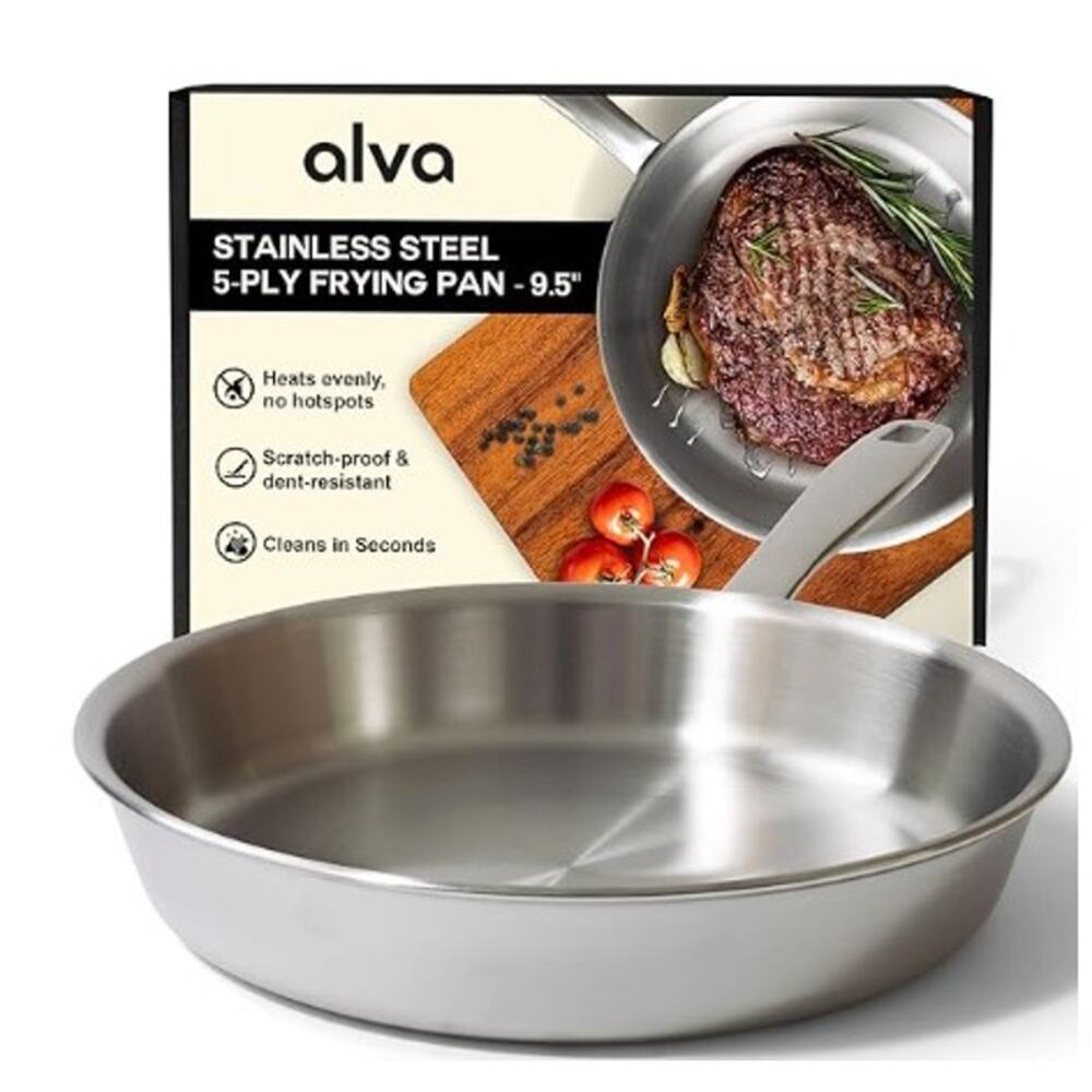 Alva Maestro 5-Ply Stainless Steel Frying Pan 9.5" - Oven Safe